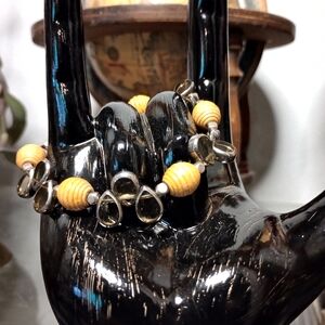 Handmade Wooden & Glass Teardrop Beaded Bracelet